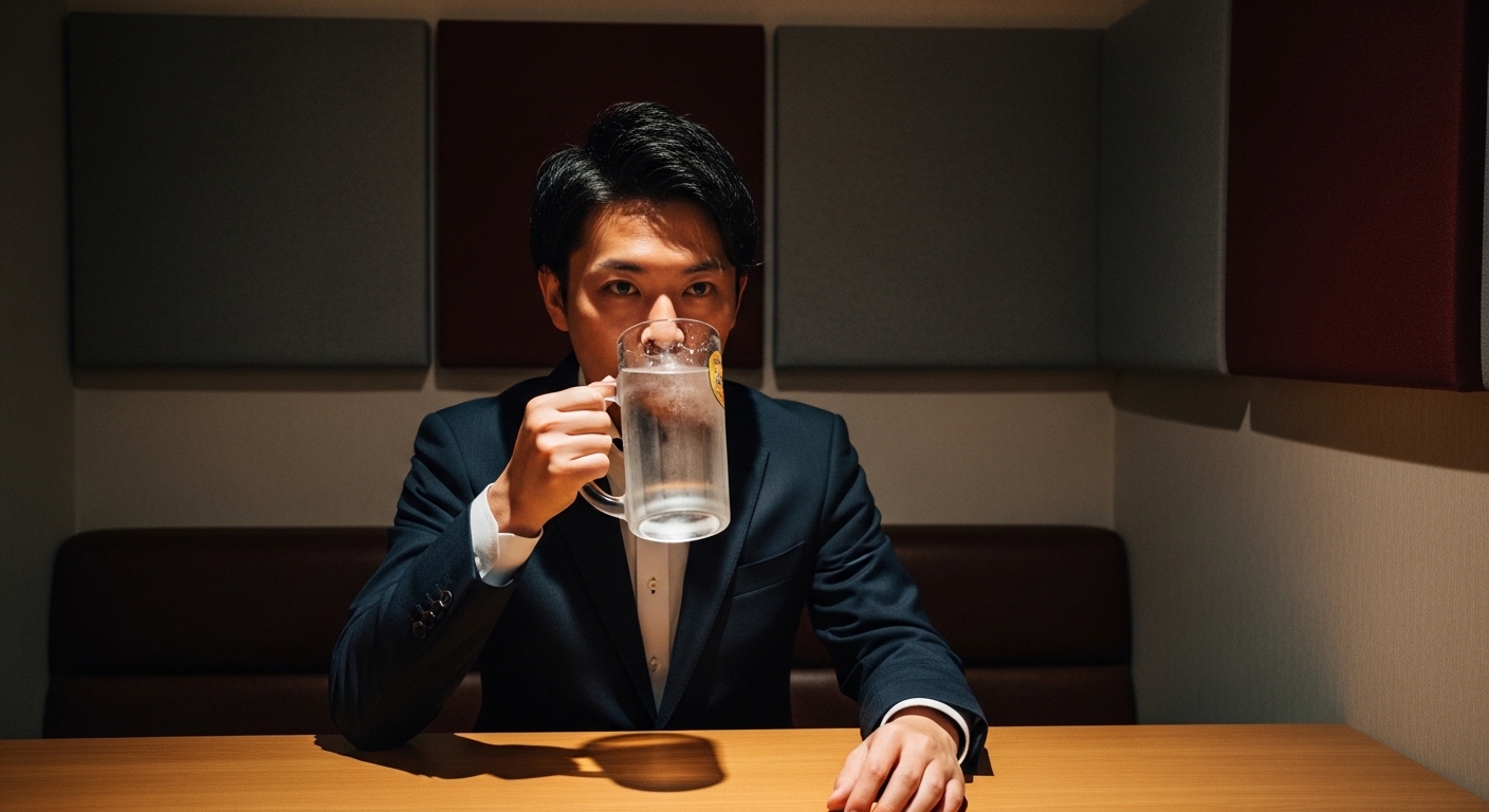 水を飲む男性